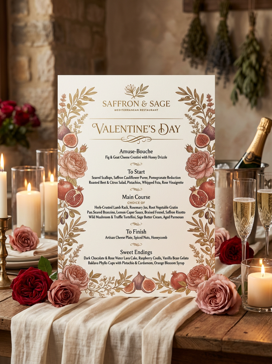 Lunch menu single sheet