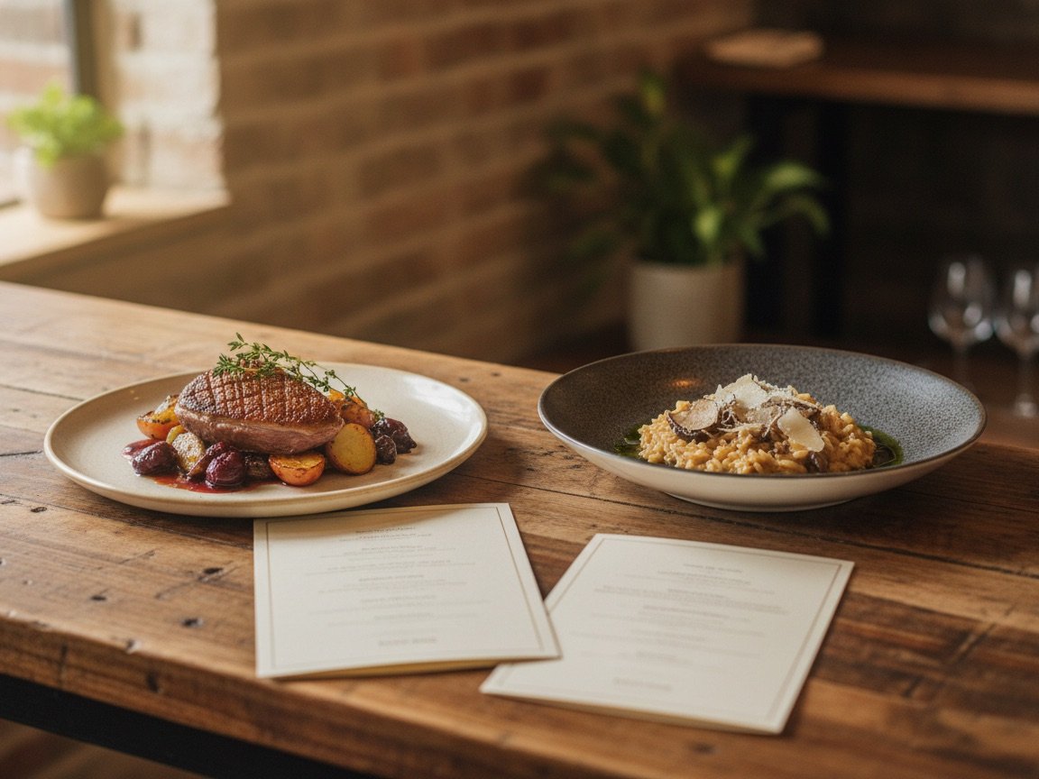 Restaurant owner comparing two menu dishes when reviewing portion costs