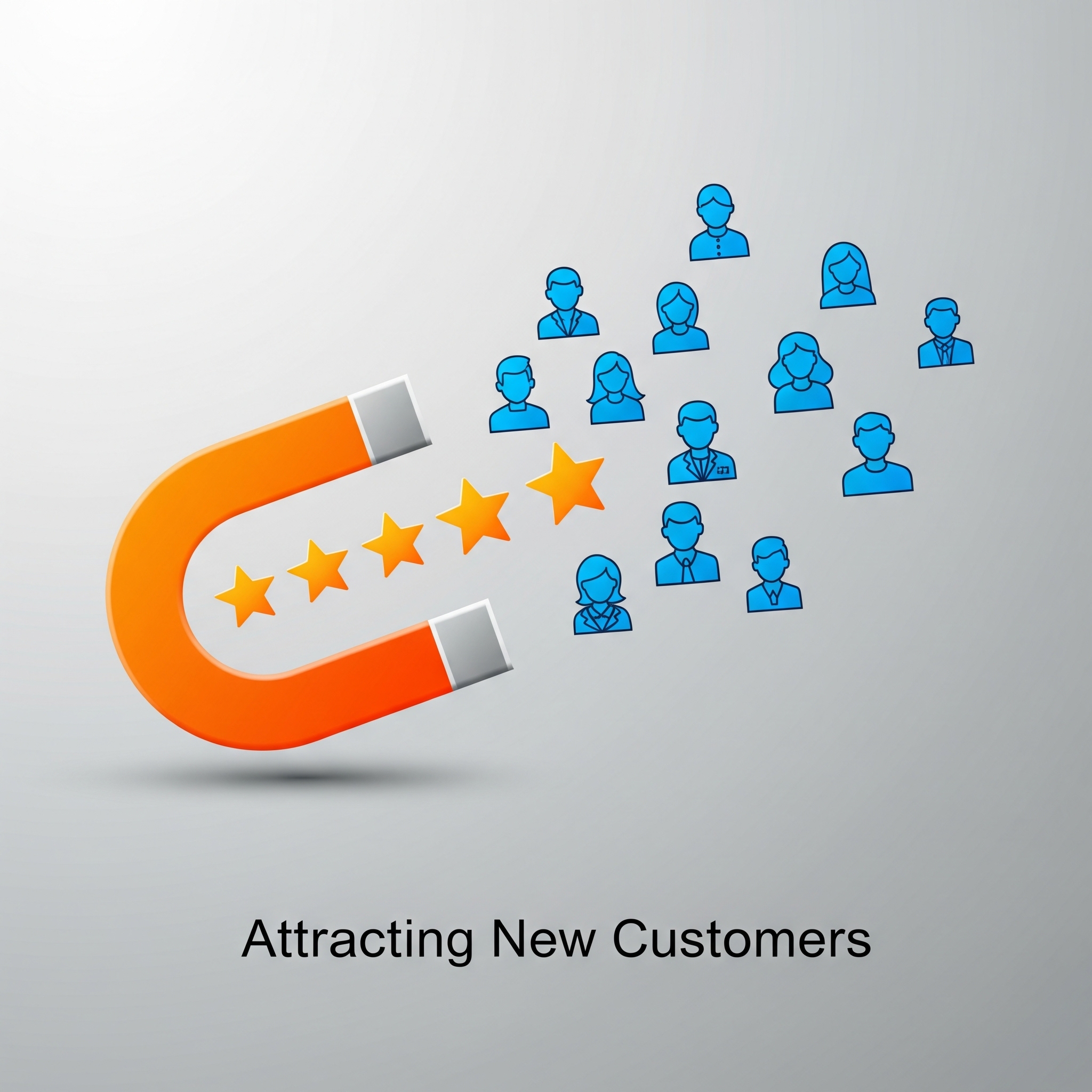 Infographic of a 5-star review magnet attracting new customers