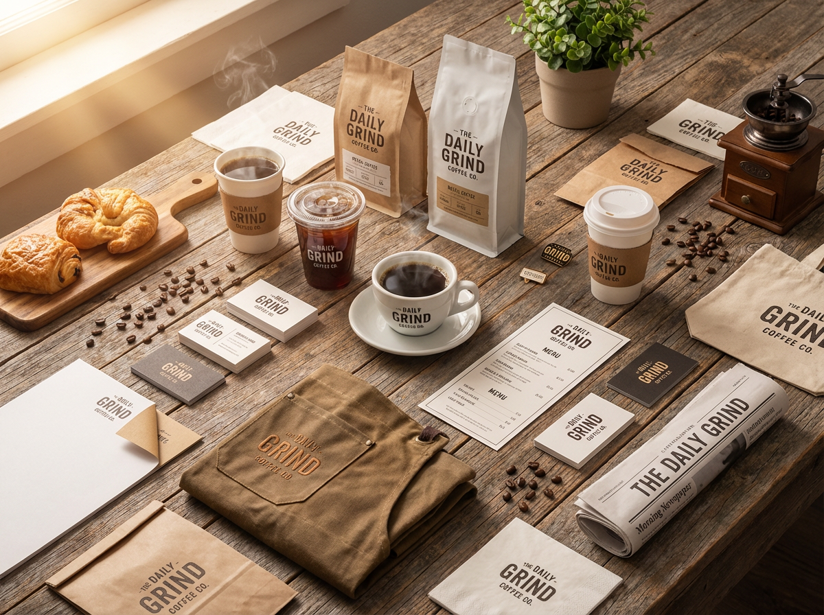 Full-length barista apron (waxed canvas, embroidered logo)