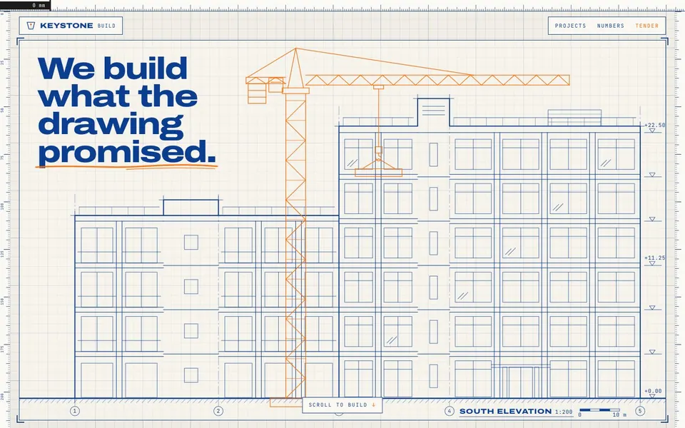 Keystone Build concept website, homepage