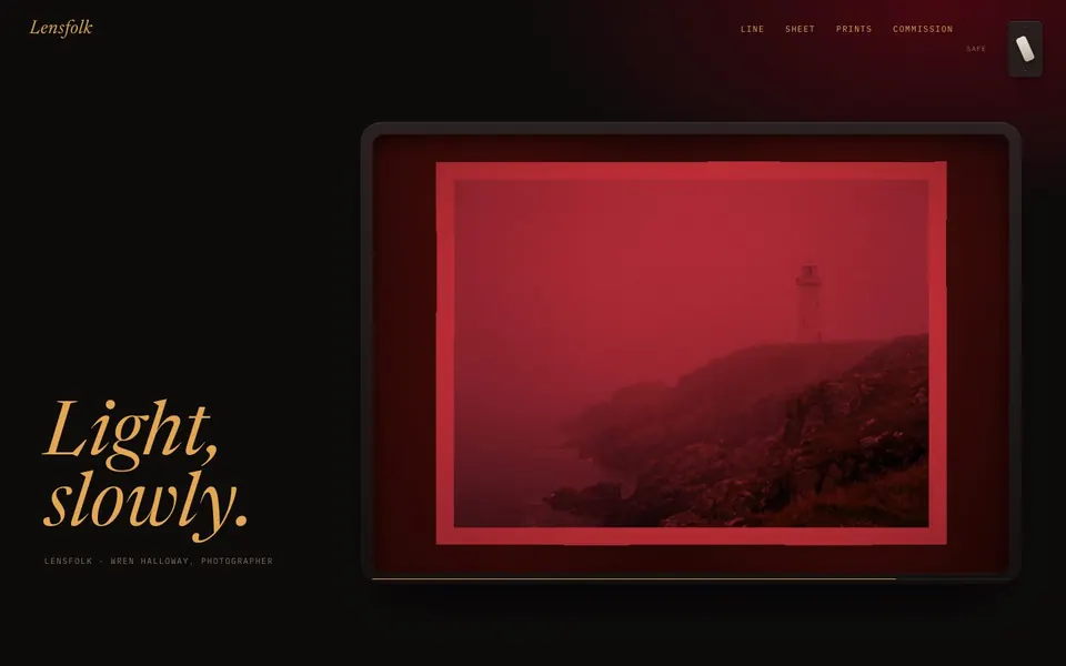 Lensfolk concept website, homepage